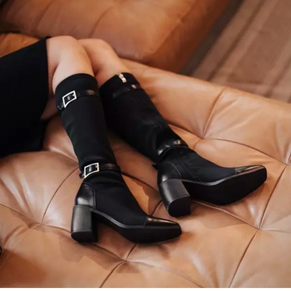 Journee Collection Gaibree Riding Knee-High Chunky Heel Boot Size 7.5WC Calf 14” - Picture 8 of 13